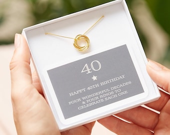 Gold Plated 40th Birthday Ring Necklace