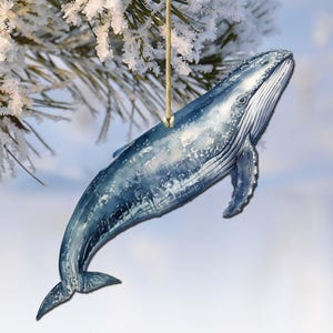 Alaskan Humpback Whale Ornaments - Coastal Wildlife Christmas Wooden Décor for the Holiday Tree, USA-made  - 8710103-2 by G.Debrekht