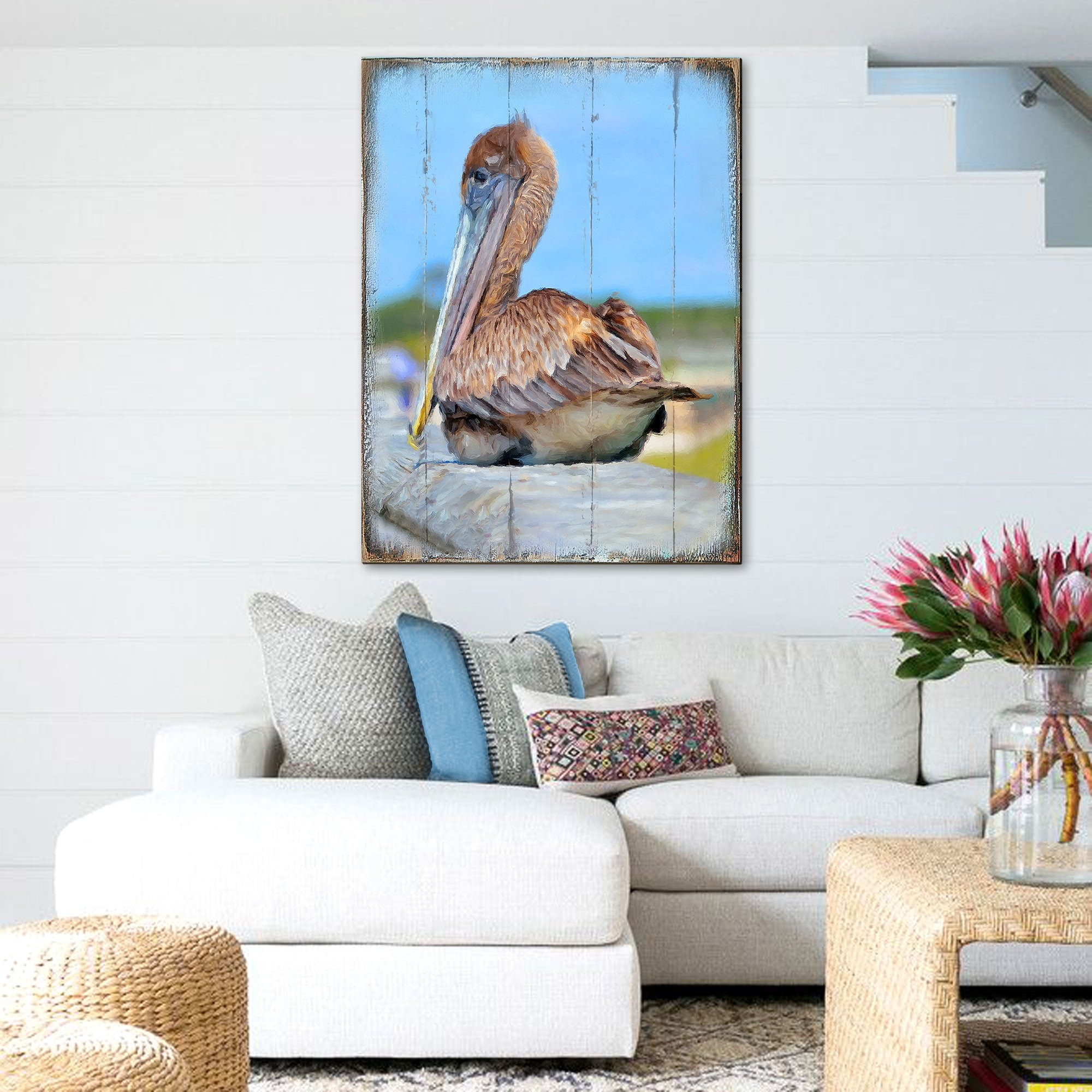 Coastal Wall Decor Pelican Wall Art Pelican on the Dock Etsy