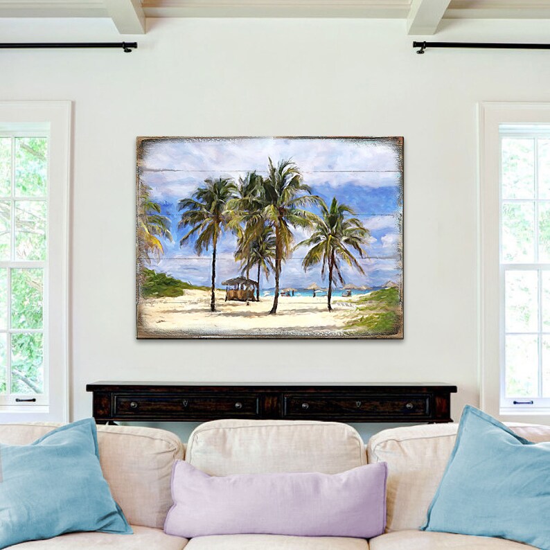 Beach Decor Decor Palm Tree Wall Art Palm Tree Art on Wood Etsy
