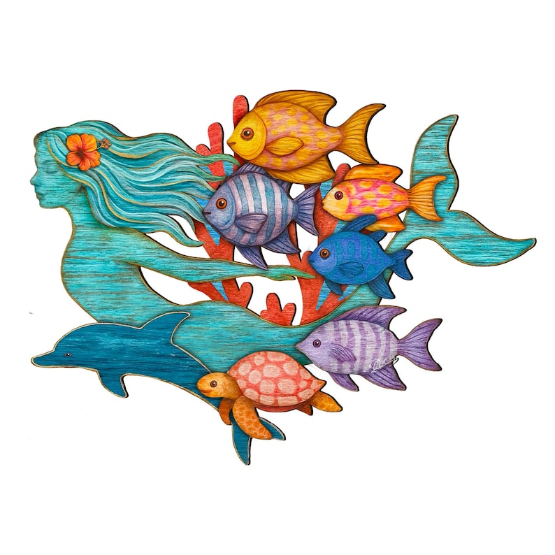 Tropical Mermaid Door Hanger: Handcrafted Coastal Wall Art - Etsy
