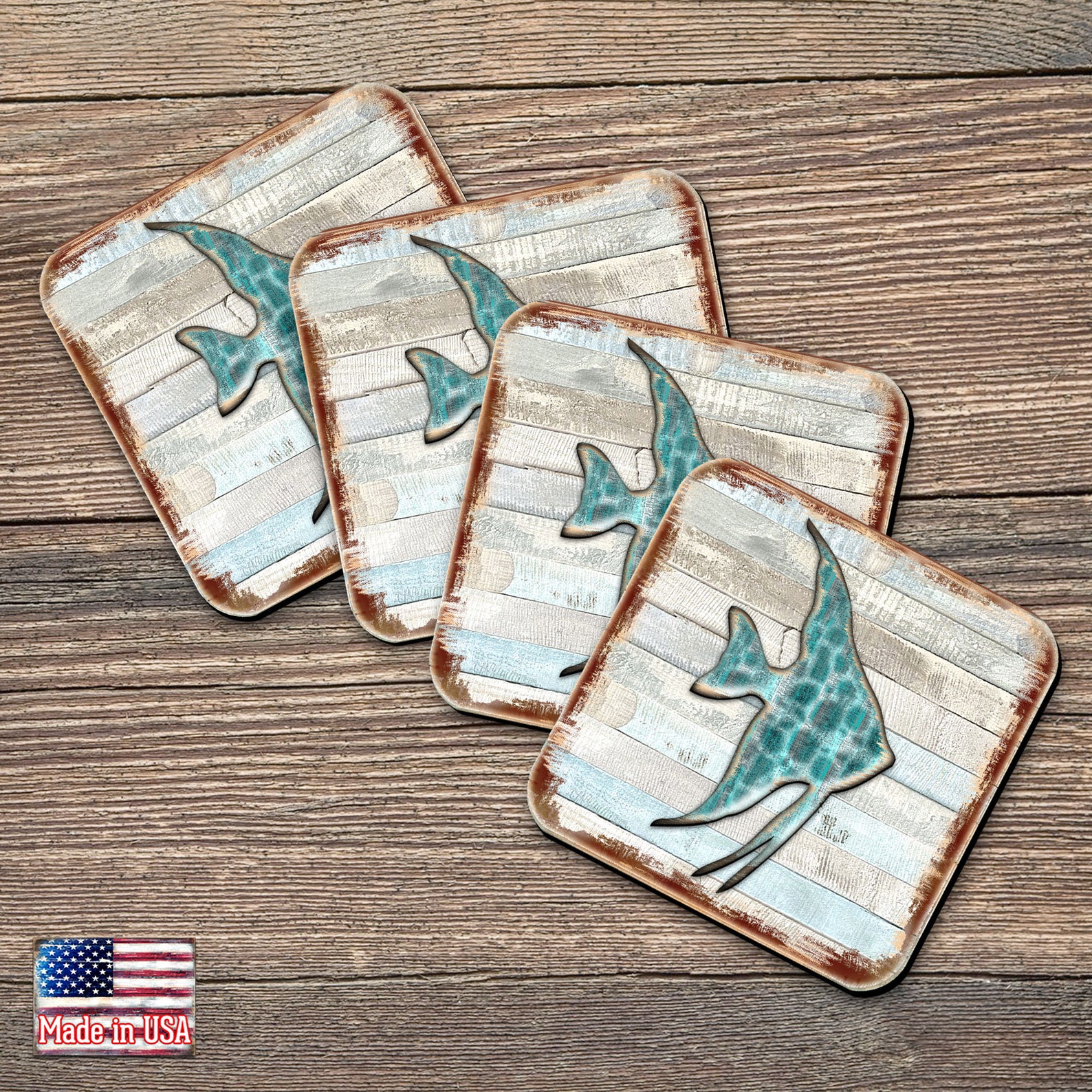Fish Wooden Coasters Set Fish Coaster Handcrafted Set of 4 Etsy UK