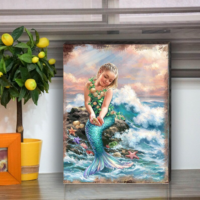 Sea Princess Mermaid Rustic Wall Art - Coastal Beach House Decor ...