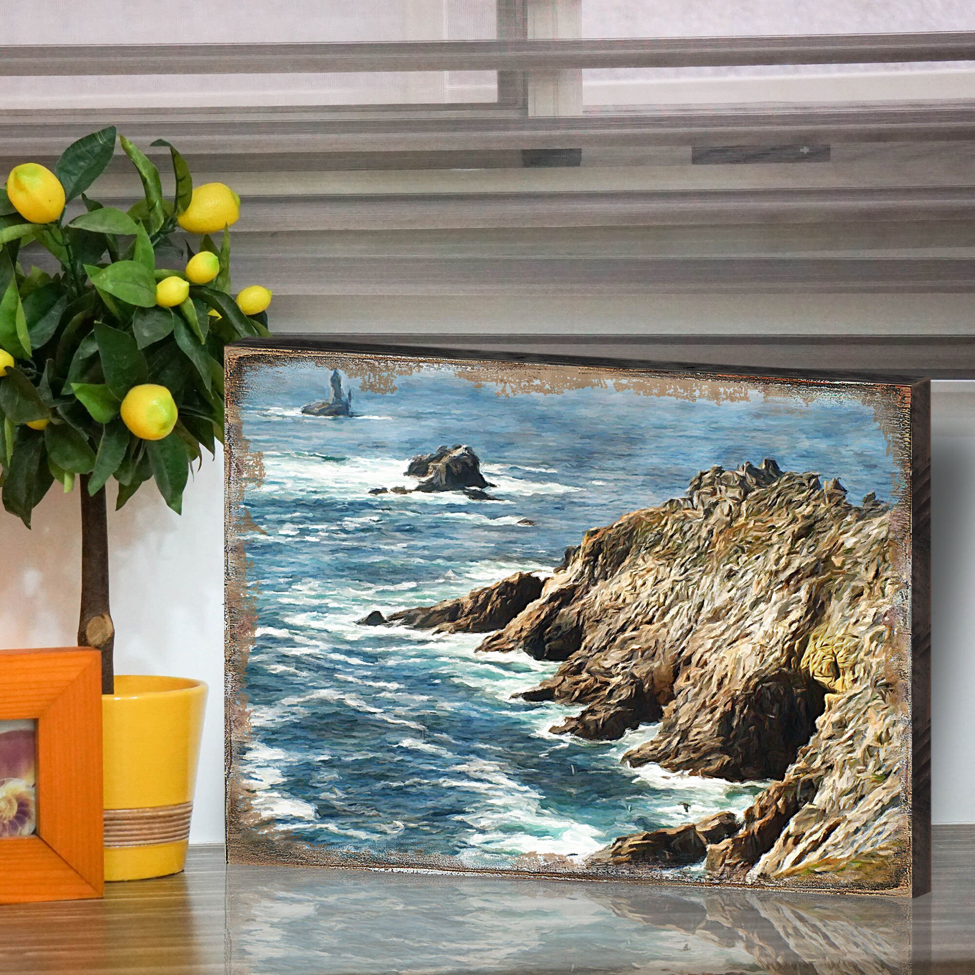 Coastal Wall Decor Coastal Wall Art Ocean Cliff Wood Etsy