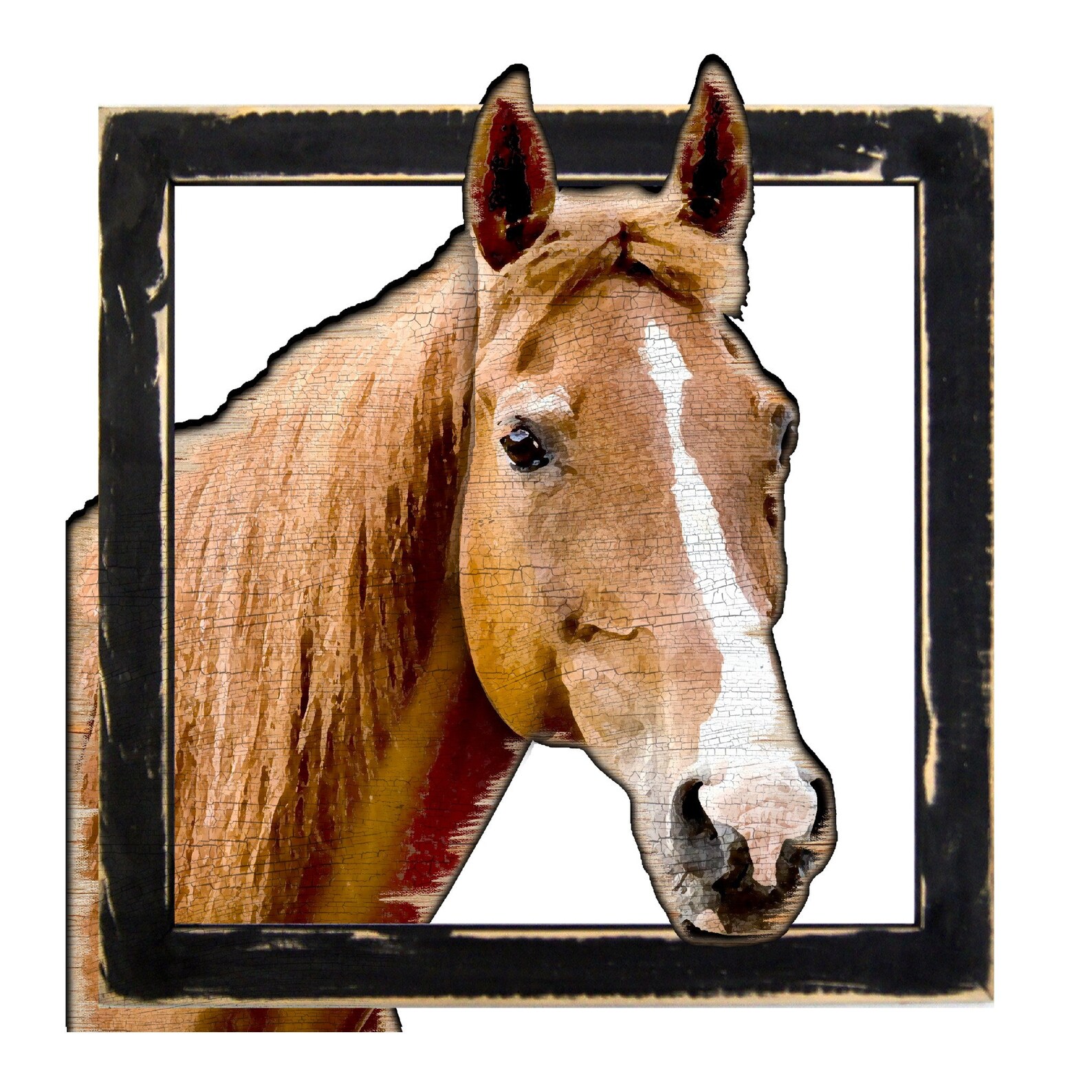 Horse Art Rustic Brown Horse in Frame Wall Decor G98160 Etsy