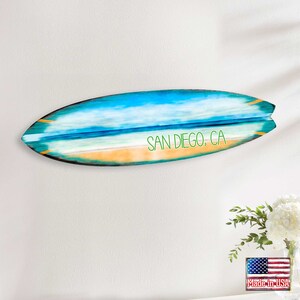 Wall Art Coastal Surfboard Beach City Name Sunset Beach Decor by G ...