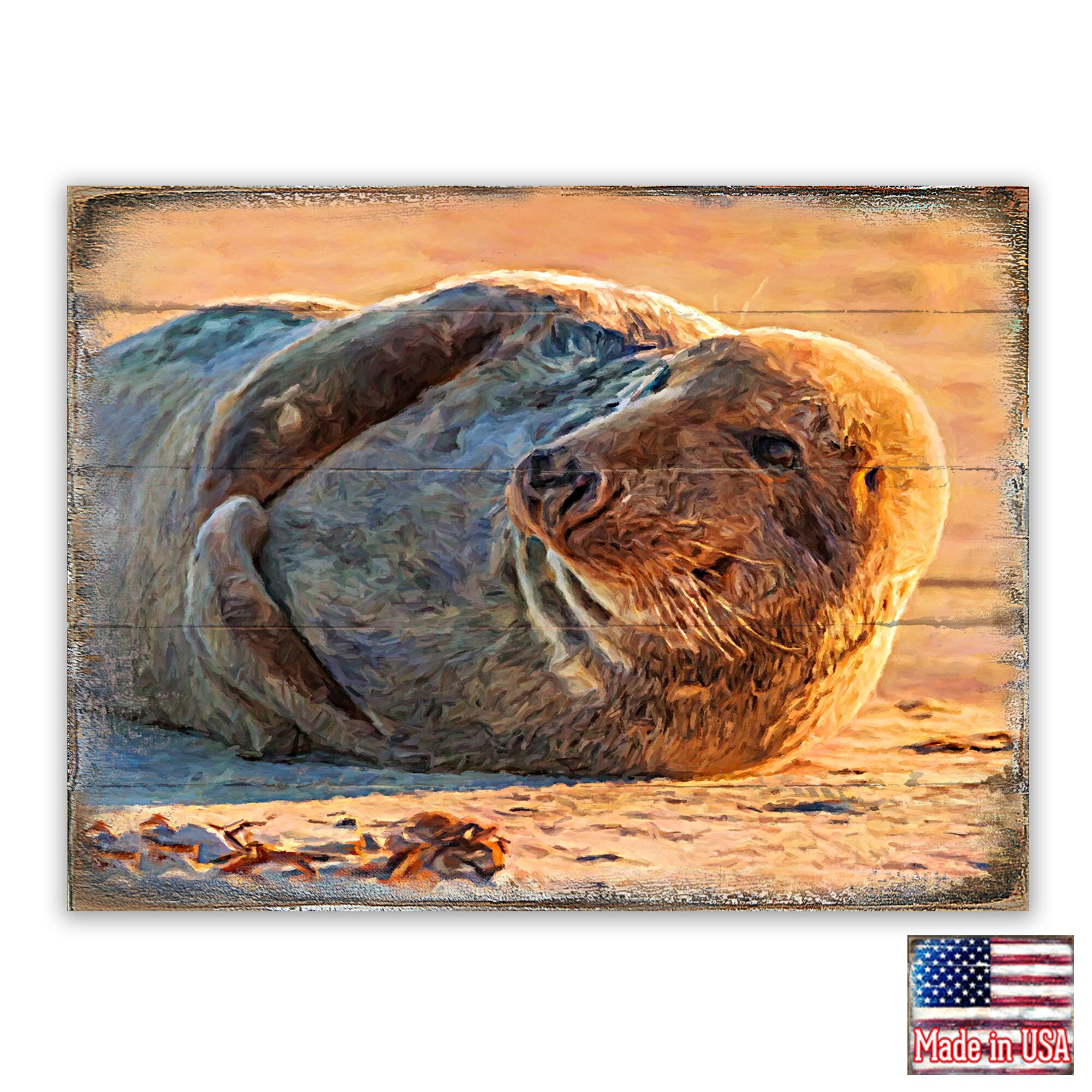 Wall Decor Wall Art Seal Art on Wood Block Art on Wood Etsy