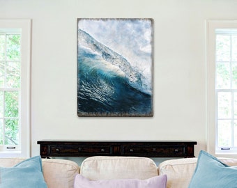 Coastal Wall Decor | Large Wall Art | Ocean Wave Wooden Wall Decor 95396B