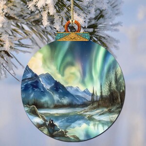 Alaskan Nothern Lights Ornaments - Christmas Nature Wooden Décor for the Holiday Tree, Handcrafted in the USA - 870039 by G.Debrekht