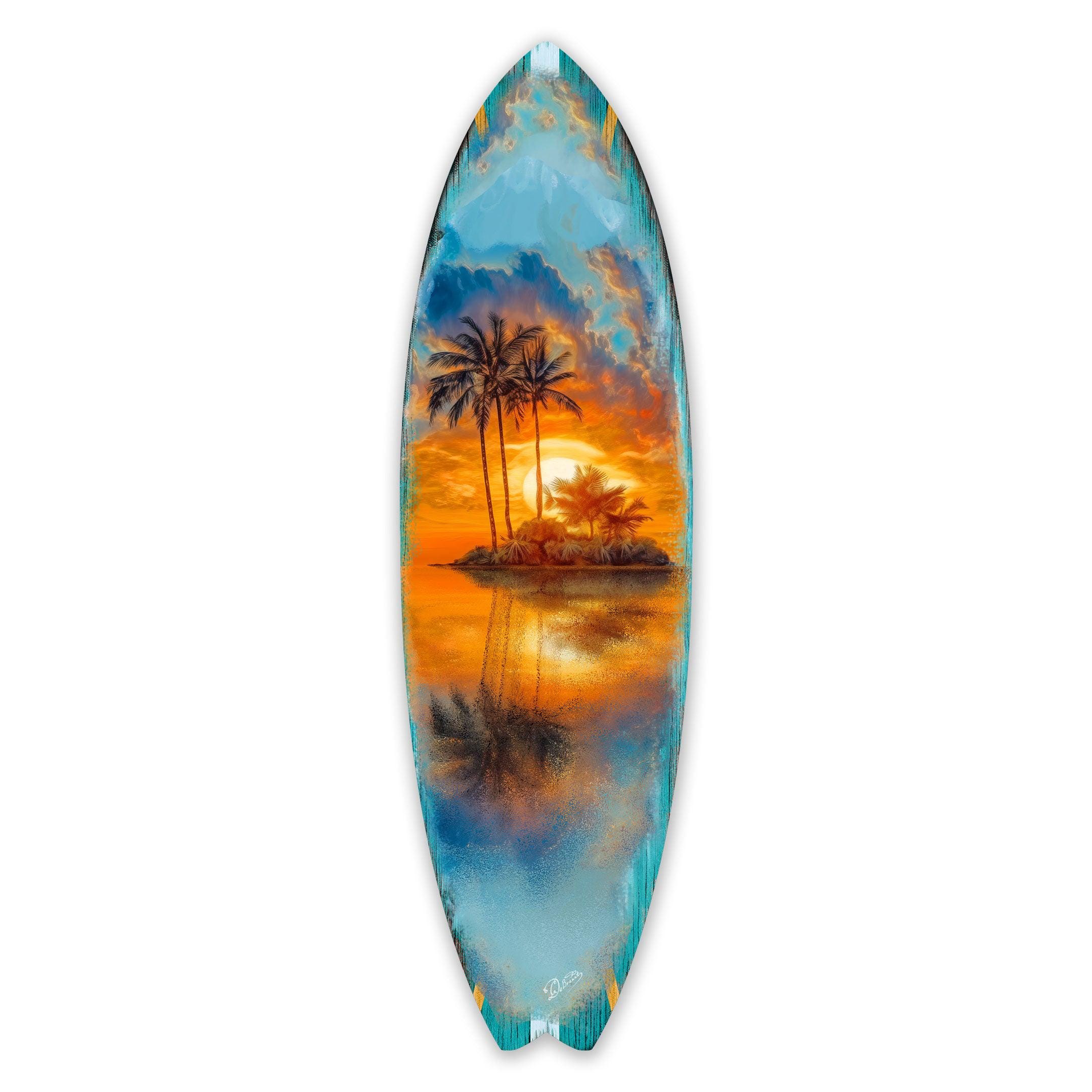 Tropical Sunset Surfboard Wall Art – Handcrafted Coastal Wall Decor ...