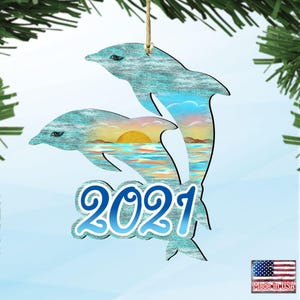 Décoration artistique datée célébration côtière par DeBrekht - Décoration de Noël en bois pour arbre de Noël fabriquée à la main - 8198519-D