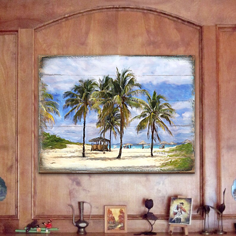 Beach Decor Decor Palm Tree Wall Art Palm Tree Art on Wood Etsy