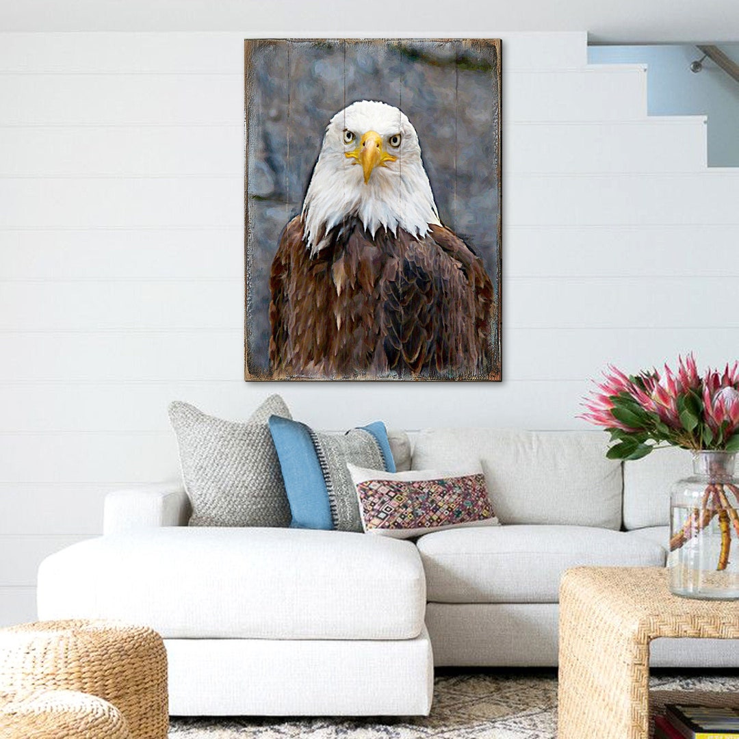 Eagle Decor Bald Eagle Wall Art Bald Eagle Art on Wood Block Bald Eagle