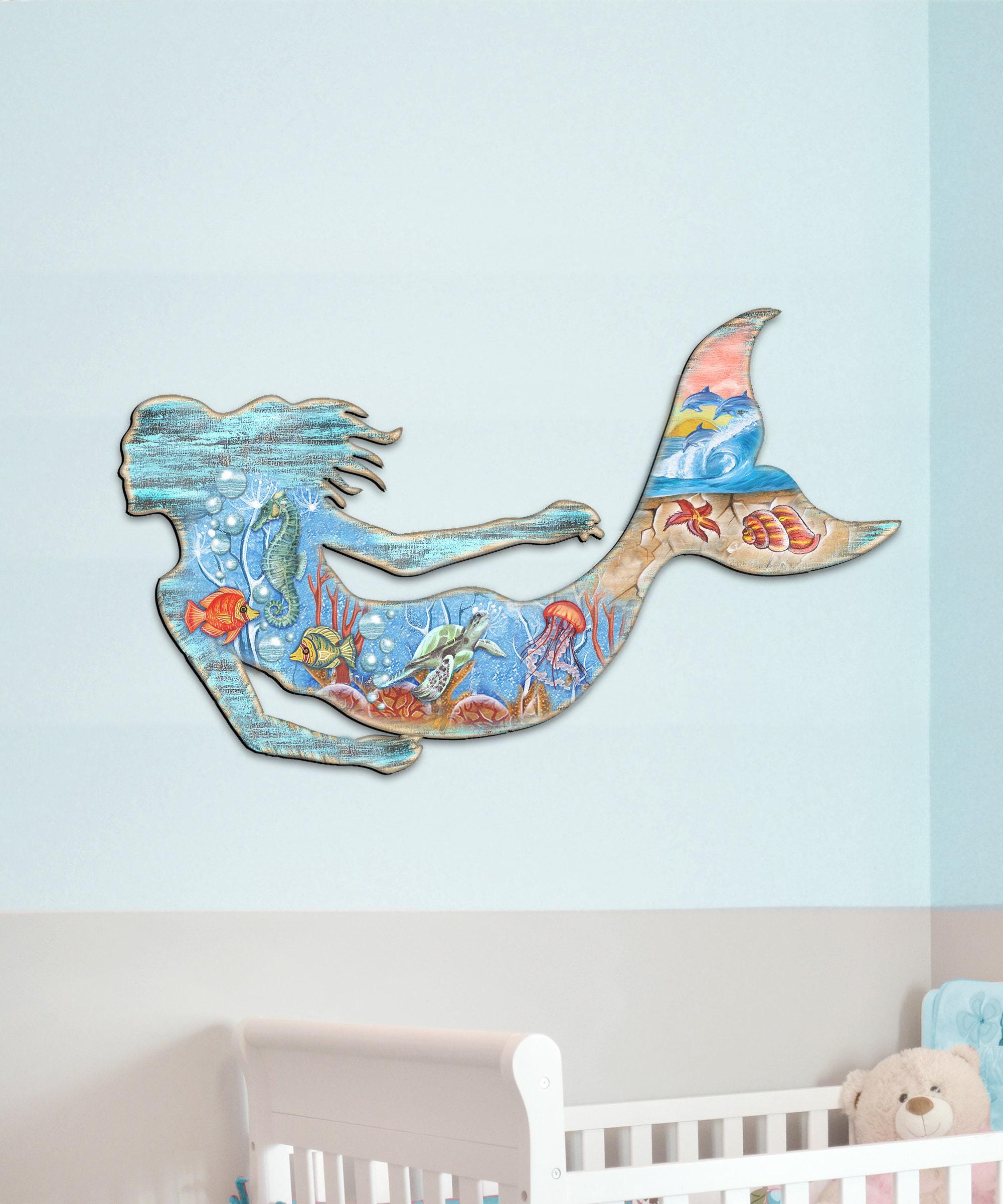 Coastal Wall Art - Wood Mermaid Rustic Decor - Beach Home Design ...