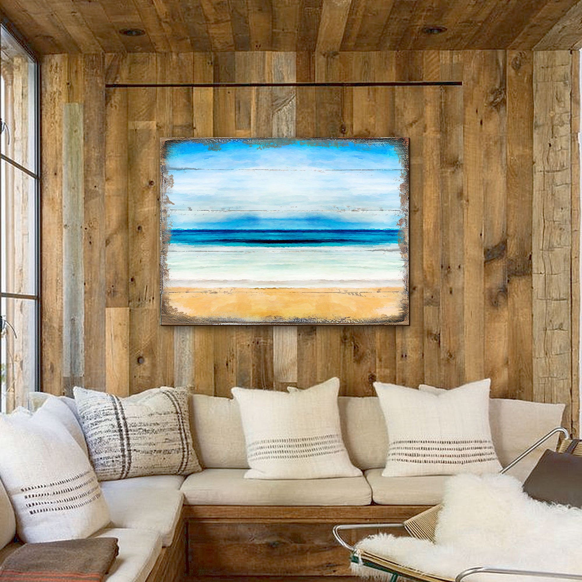 Coastal Wall Decor Large Wall Art Beach Wood Block Etsy