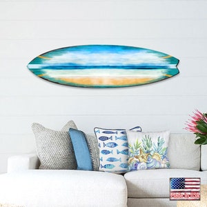 Arte de la pared costera Ocean Board Wooden Surfboard Door Hanger Art by G.DeBrekht Beach House Decor Housewarming Gift 8490102HS imagen 1