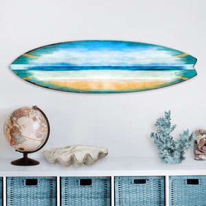 Arte de la pared costera Ocean Board Wooden Surfboard Door Hanger Art by G.DeBrekht Beach House Decor Housewarming Gift 8490102HS imagen 2