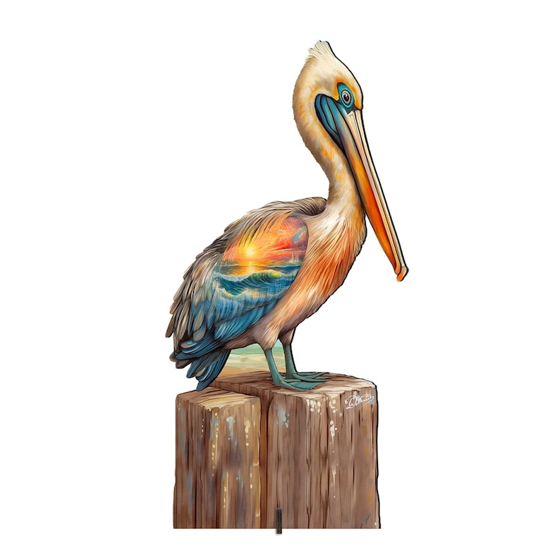 Coastal Pelican Outdoor and Indoor Decor Wooden Lawn Porch and Garden Decoration Art by G Debrekht Coastal Holiday Decor - 8652801F image 8