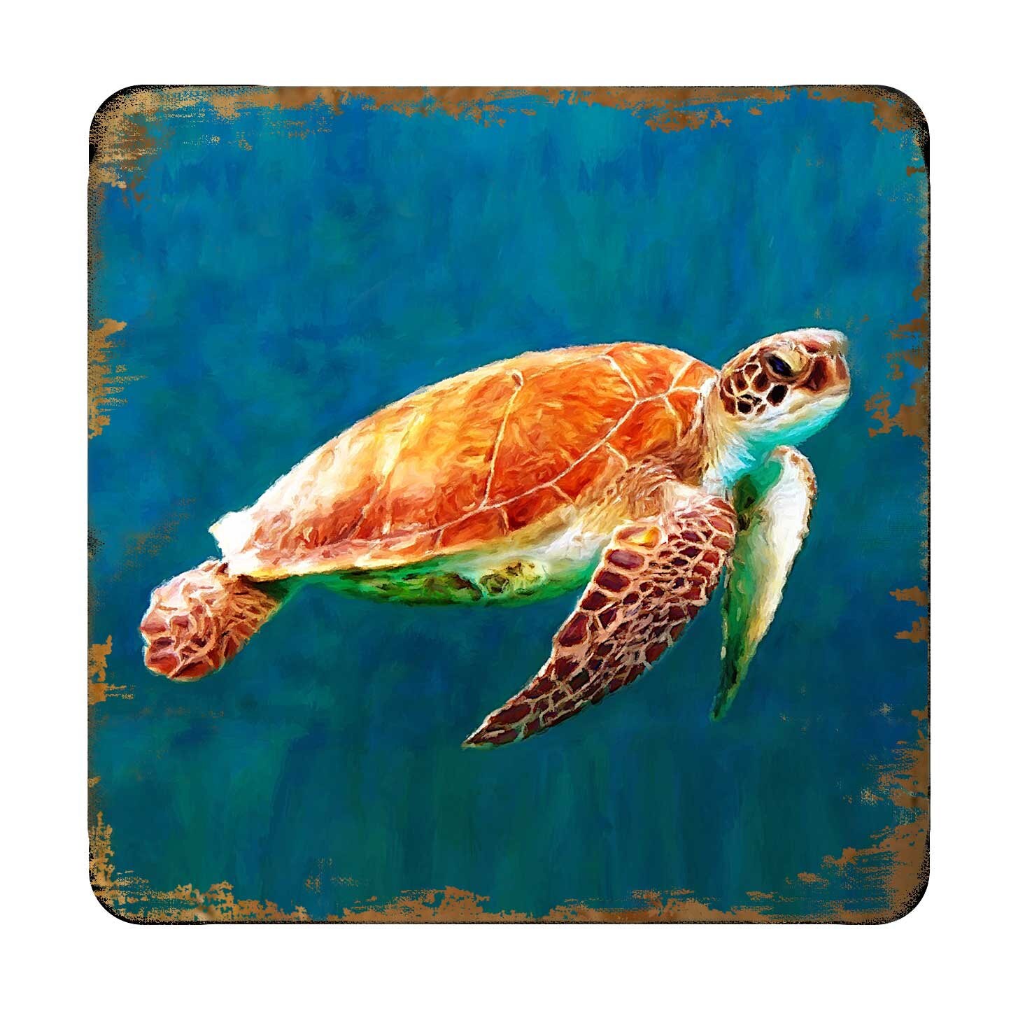 Sea Turtle Wooden Coasters Set Sea Turtle Coaster Etsy