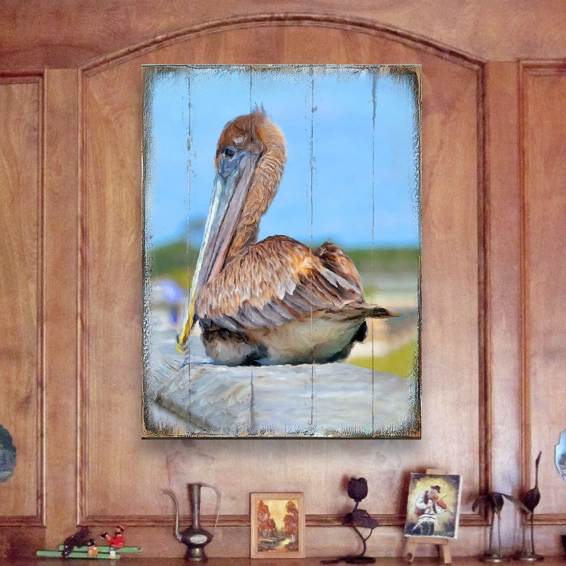 Coastal Wall Decor Pelican Wall Art Pelican on the Dock Etsy