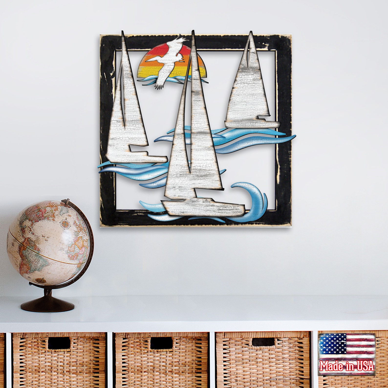 Nautical Wall Art Coastal Wall Art Framed Rustic Sailing Etsy