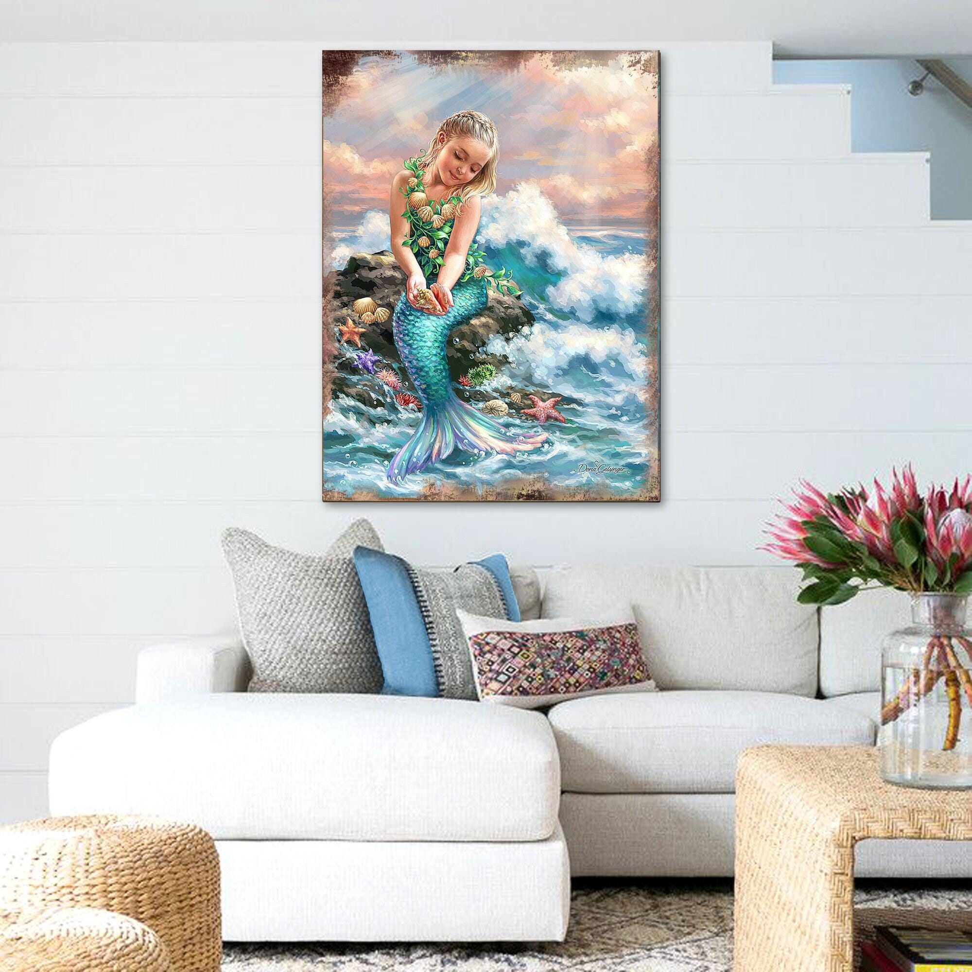 Sea Princess Mermaid Rustic Wall Art - Coastal Beach House Decor ...