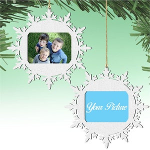 Snowflake Christmas Picture Frame Ornament - Photo Ornament - Christmas Decor - 8141156PF