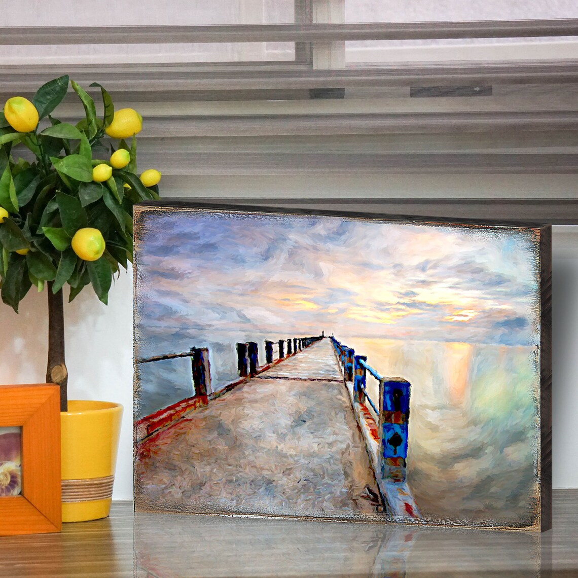 Coastal Wall Decor Coastal Wall Art Pier in the Ocean Wood Etsy