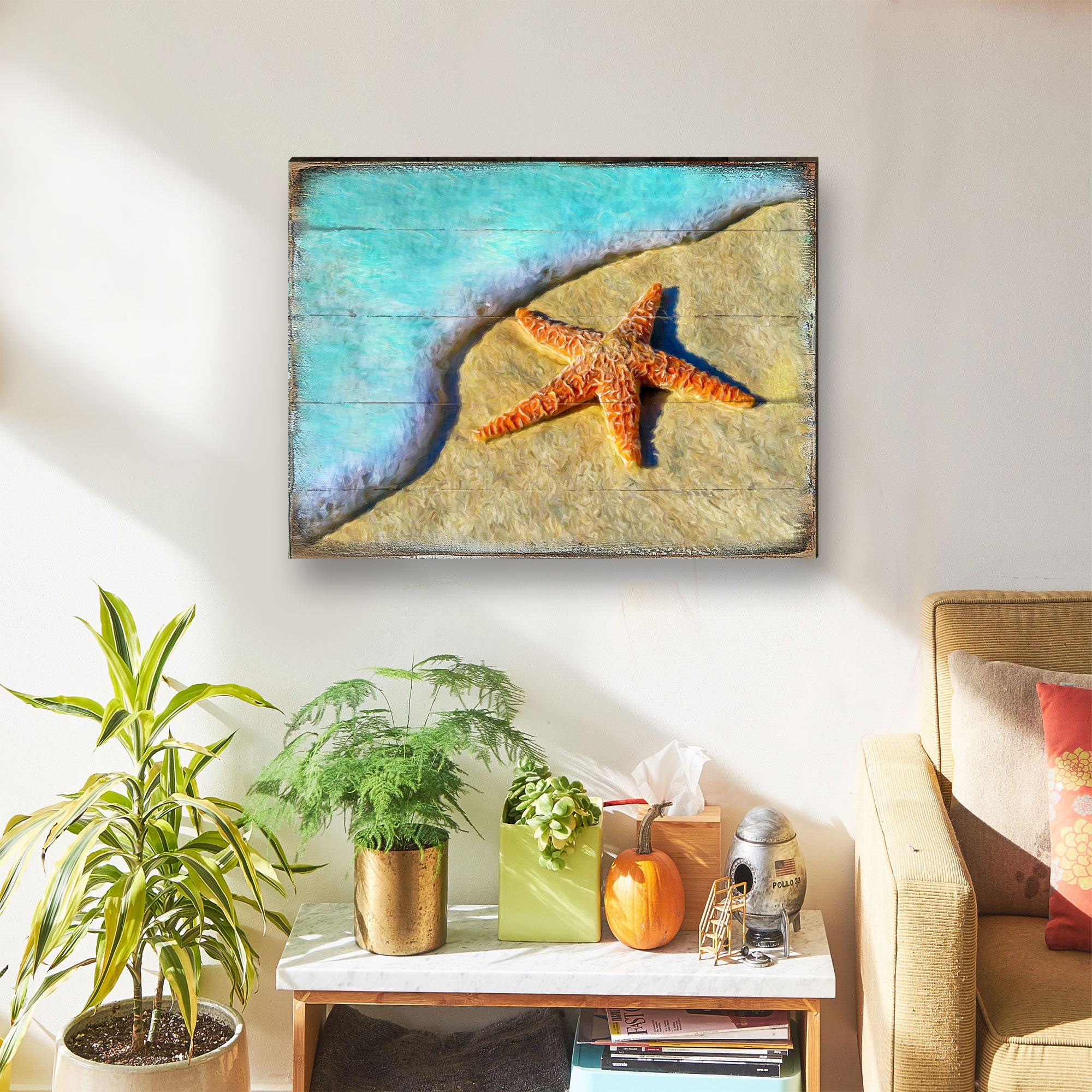 Starfish Rustic Wall Art - Coastal Beach House Decor - Handcrafted ...