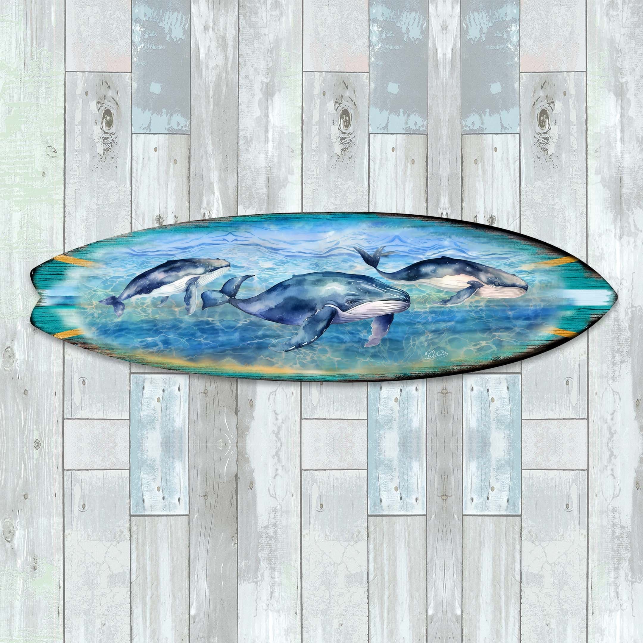 Whale Harmony Surfboard Wall Art - Handcrafted From Wood With Unique ...