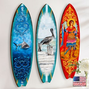 Arte de la pared costera Ocean Board Wooden Surfboard Door Hanger Art by G.DeBrekht Beach House Decor Housewarming Gift 8490102HS imagen 8