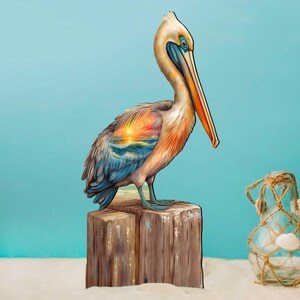 Coastal Pelican Outdoor and Indoor Decor Wooden Lawn Porch and Garden Decoration Art by G Debrekht Coastal Holiday Decor - 8652801F image 3