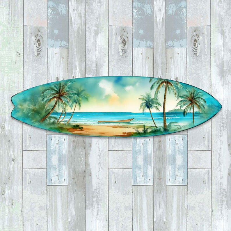 Handcrafted Tropical Surfboard Wall Art – Coastal Beach House Decor ...