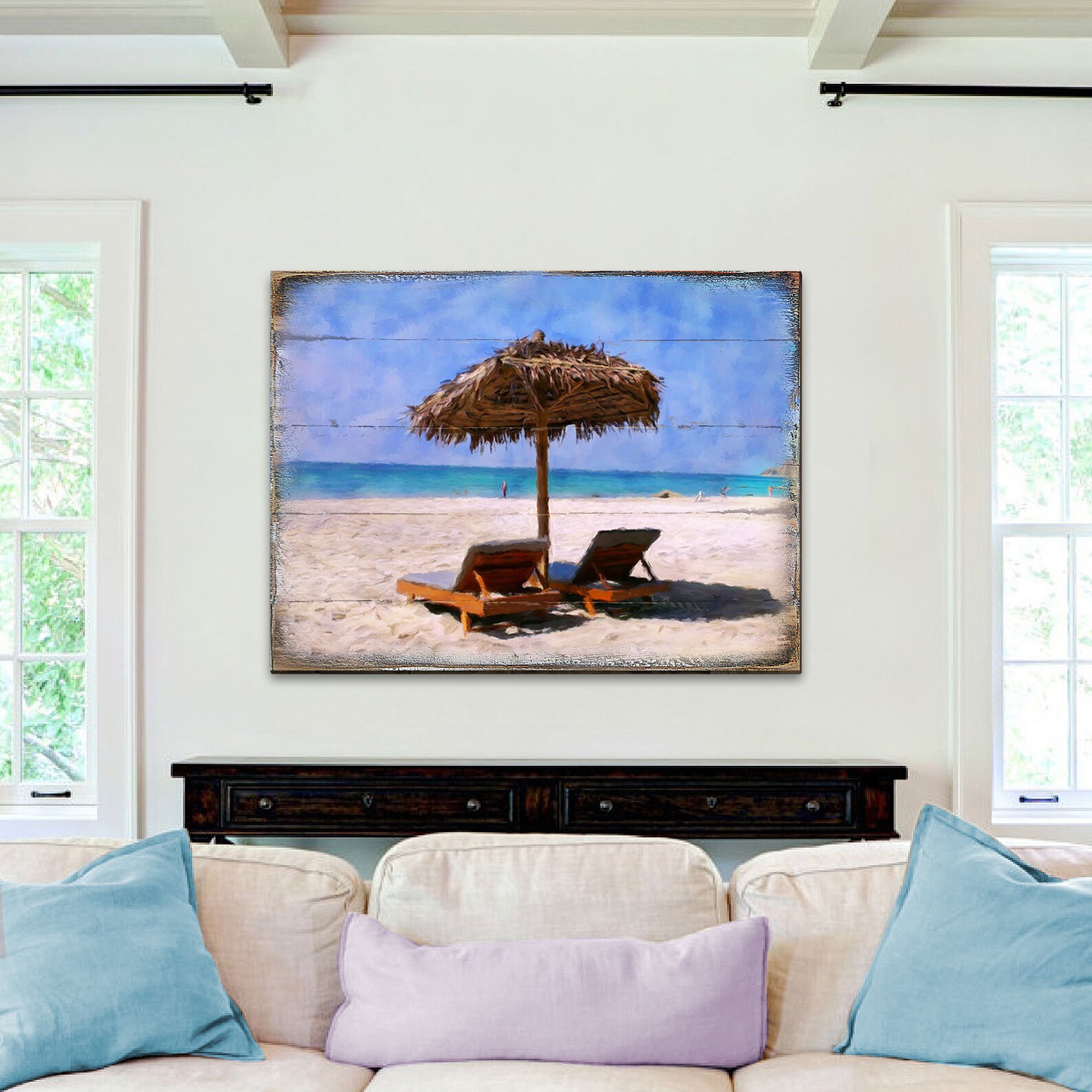 Beach House Wall Decor Ocean Wall Art Beach Chairs Art on Wood Block