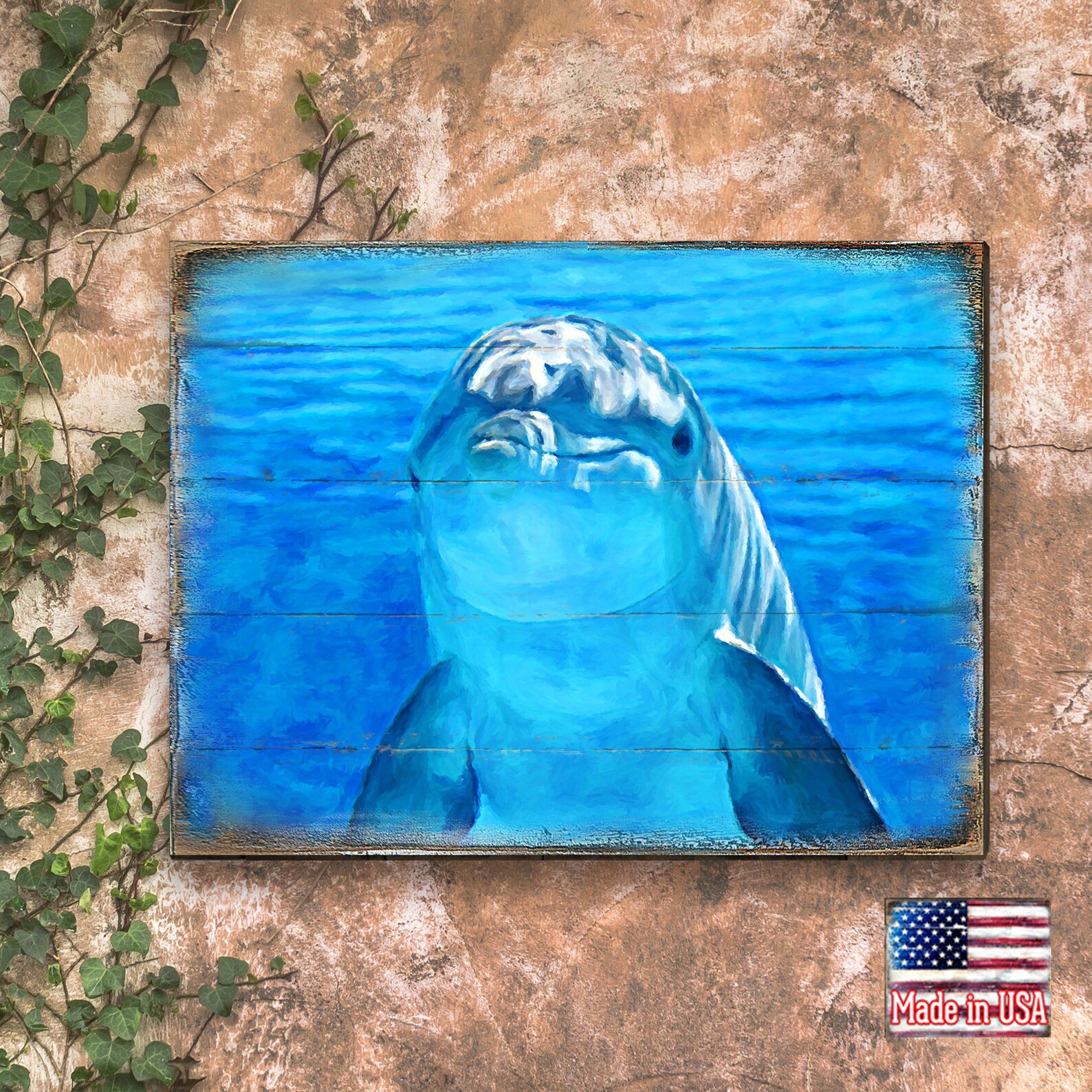 Dolphin Wall Art on Wood Block Costal Wall Decor Art on Etsy