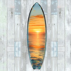 Golden Waves Surfboard Coastal Wooden Wall Decor Handcrafted in the USA ...