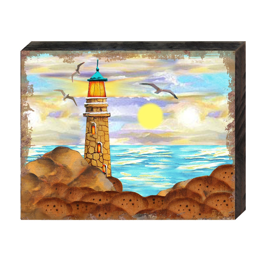 Lighthouse Rustic Wall Art Coastal Beach House Decor Handcrafted ...