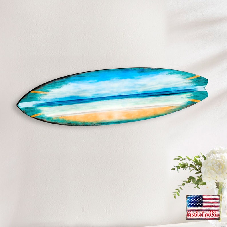 Coastal Wall Art Ocean Board Wooden Surfboard Door Hanger Art by G.DeBrekht Beach House Decor Housewarming Gift 8490102HS image 3