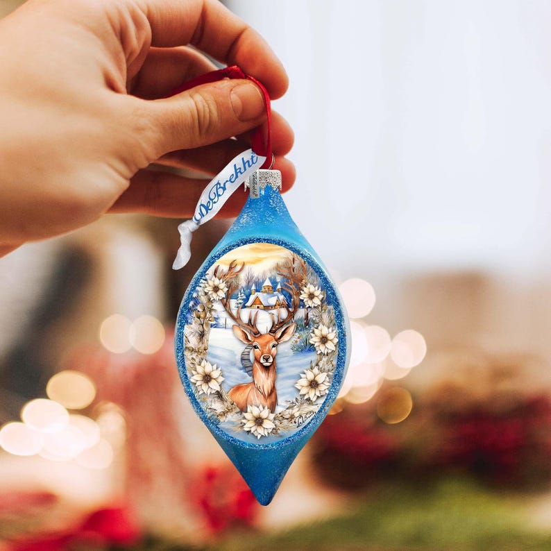 Majestic Forest Deer Glass Drop Ornament Art by G Debrekht Wildlife