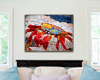 Wall Decor | Wall Art | Crab on Wood Block | Art On Wood | Pallet Wall Art 95265B