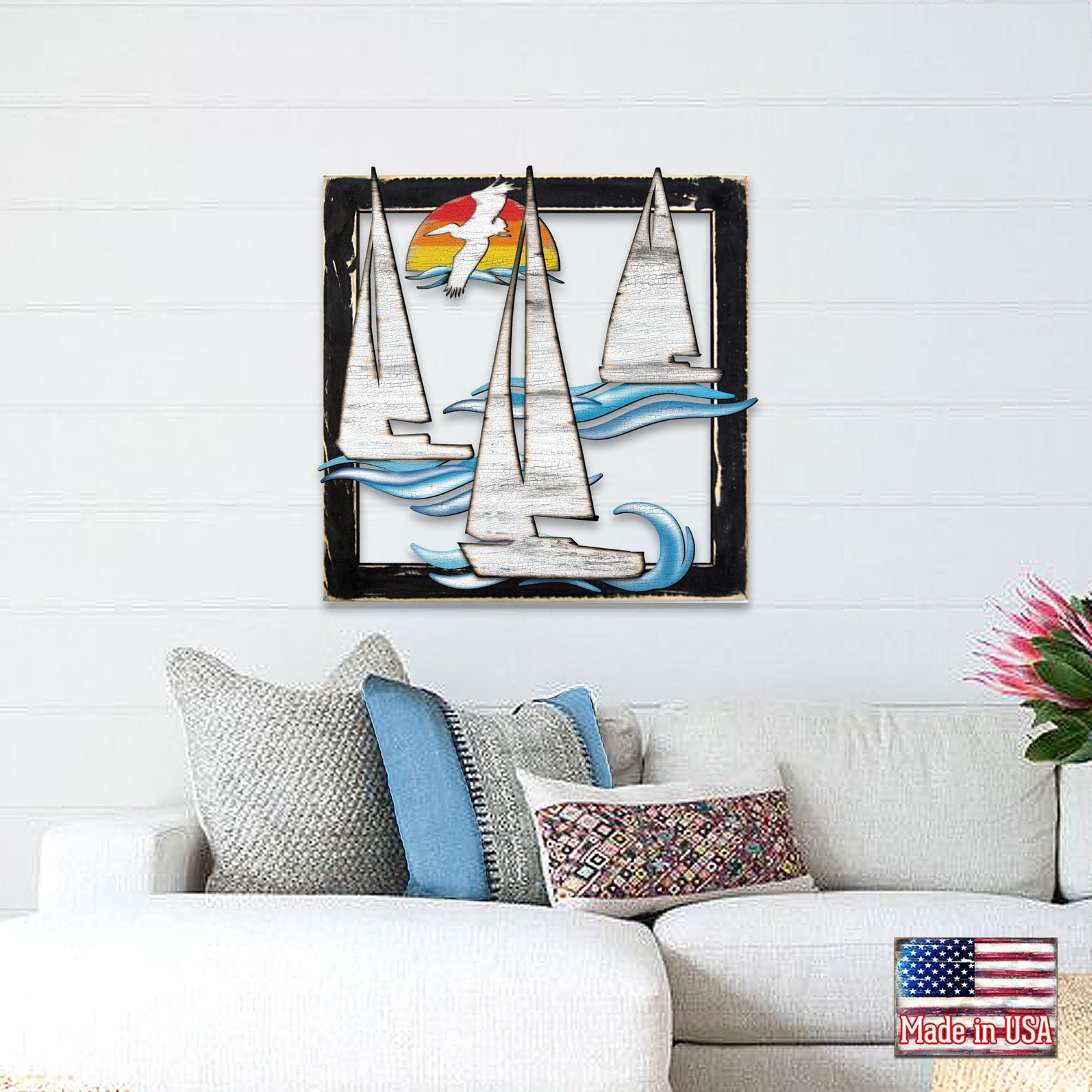 Nautical Wall Art Coastal Wall Art Framed Rustic Sailing Etsy
