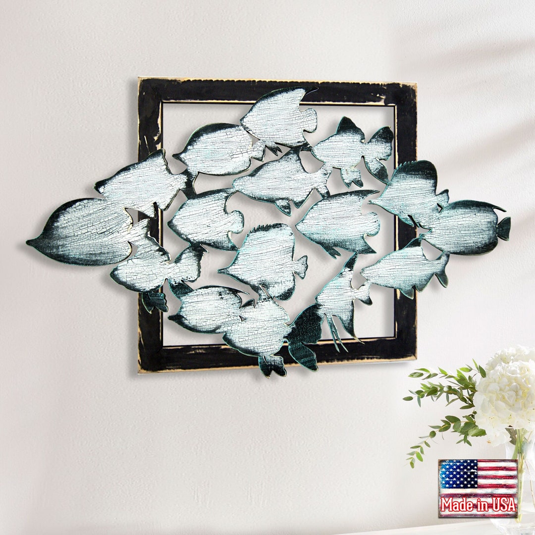 Coastal Wall Art Aquatic Fish Wooden Decor for Beach and Ocean Themed ...