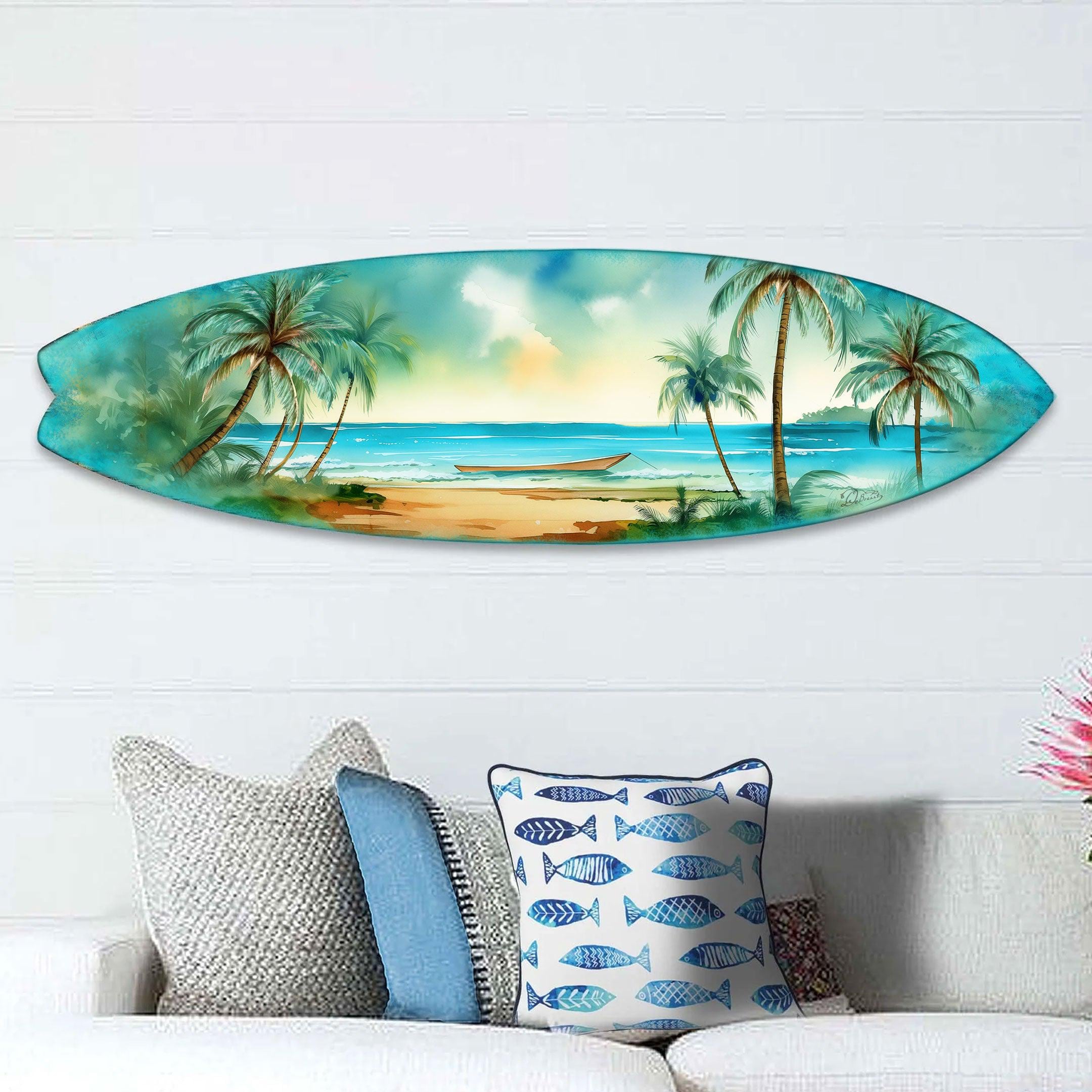 Handcrafted Tropical Surfboard Wall Art – Coastal Beach House Decor ...