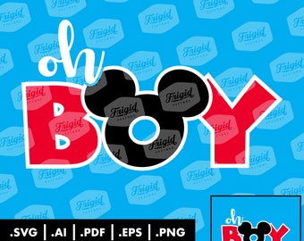 Oh Boy - Mickey Mouse Gender Reveal SVG, digitale Datei, Vektor, Babyparty, es ist ein Junge, Schnittdatei, Sublimation, dtg, svg, ai, pdf, eps, png