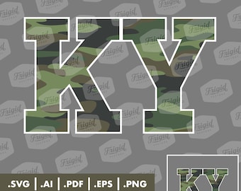 KY Camo Buchstaben Digitaler Download - Kentucky Camo PNG, Cricut Silhouette Design, Jagd Zustand, digitale Datei für Shirts, Becher, Abziehbilder