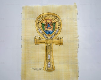 Handmade Egyptian Ankh Papyrus: Ancient Art Wall Decor (14x10 inches)