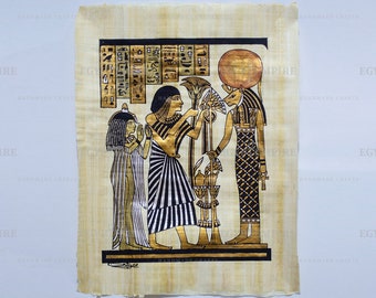 古代エジプト パピルス 天空の女神ヌート 絵画 額縁付き 額装済み アート 女神ヌトの豪華なパピルス画 - 星の女神ヌトの珍しい古代