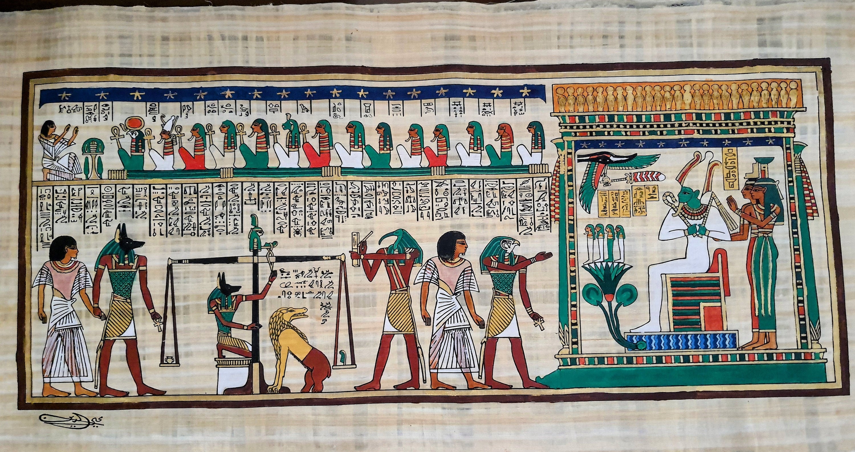 古代エジプトアート 魂の計量 エジプトのアンティキテ：魂の重さ（サイコスタシス）。死者の書