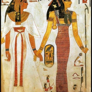 Queen Nefertari & goddess ISIS, handmade, handpainted Egypt papyrus, 14X10 inches, Ancient Egyptian art, Frameable Wall art. image 3