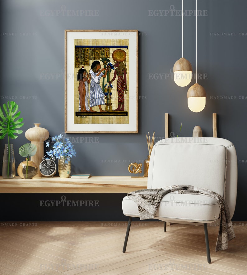 Hand-painted Sekhmet Papyrus: Egyptian Goddess Wall Art (15"x12") - Etsy
